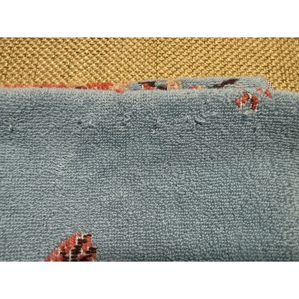 Anthropologie Towel Set Floral Blue Coral Plush Cotton Anthro Bathroom Decor